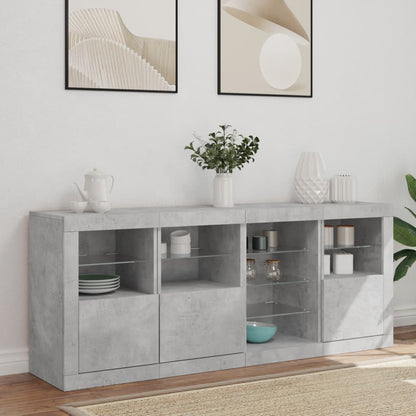 Credenza con Luci LED Grigio Cemento 164x37x67 cm