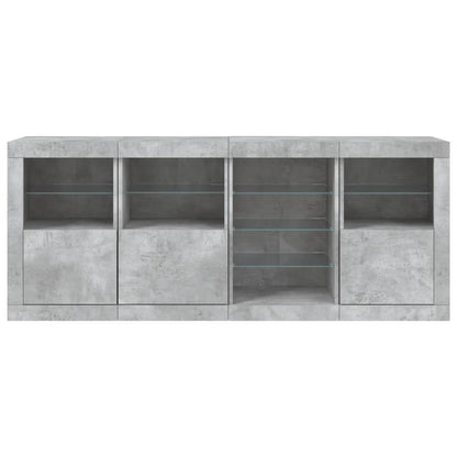 Credenza con Luci LED Grigio Cemento 164x37x67 cm