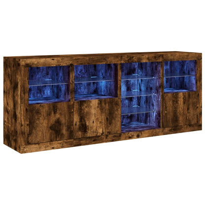 Credenza con Luci LED Rovere Fumo 164x37x67 cm