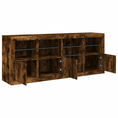 Credenza con Luci LED Rovere Fumo 164x37x67 cm