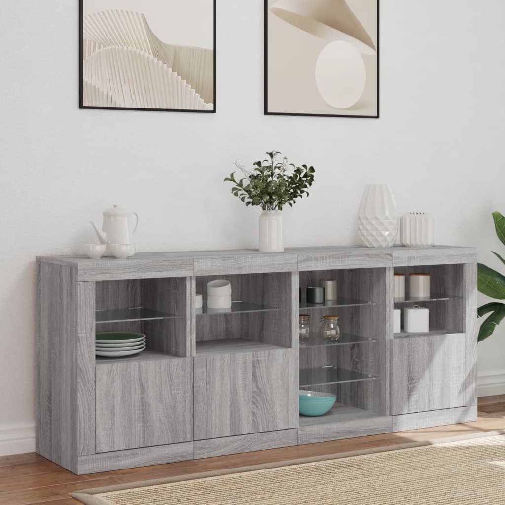 Credenza con Luci LED Grigio Sonoma 164x37x67 cm - homemem39