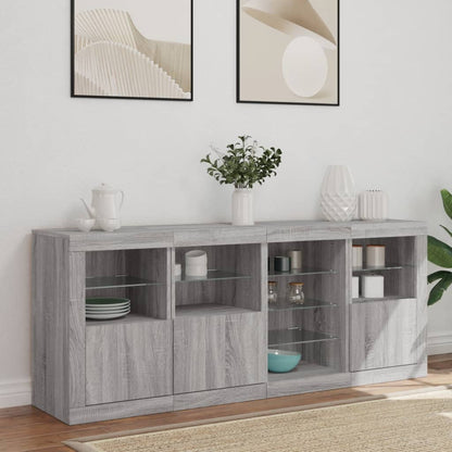 Credenza con Luci LED Grigio Sonoma 164x37x67 cm - homemem39