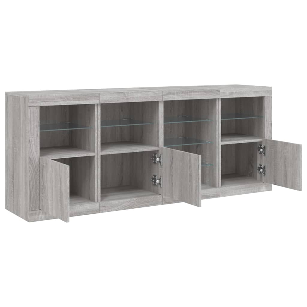 Credenza con Luci LED Grigio Sonoma 164x37x67 cm