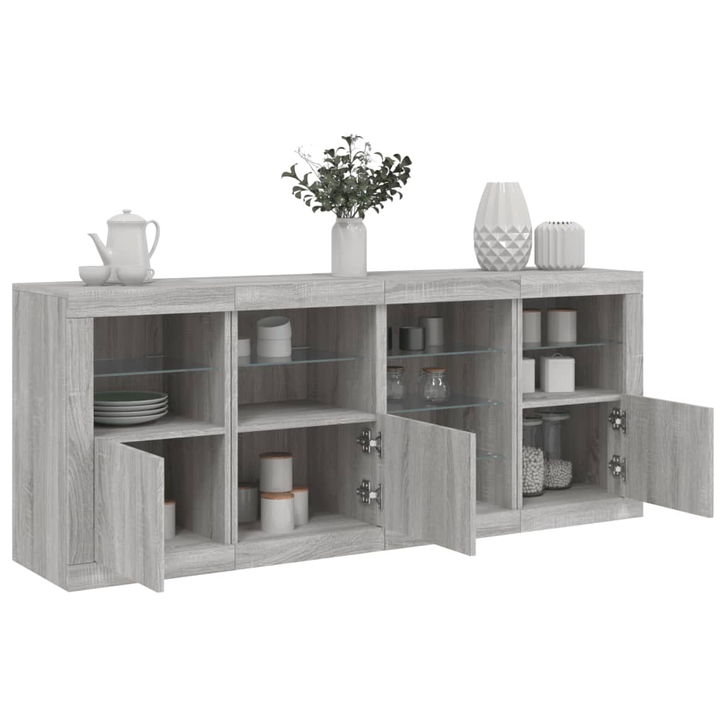 Credenza con Luci LED Grigio Sonoma 164x37x67 cm - homemem39