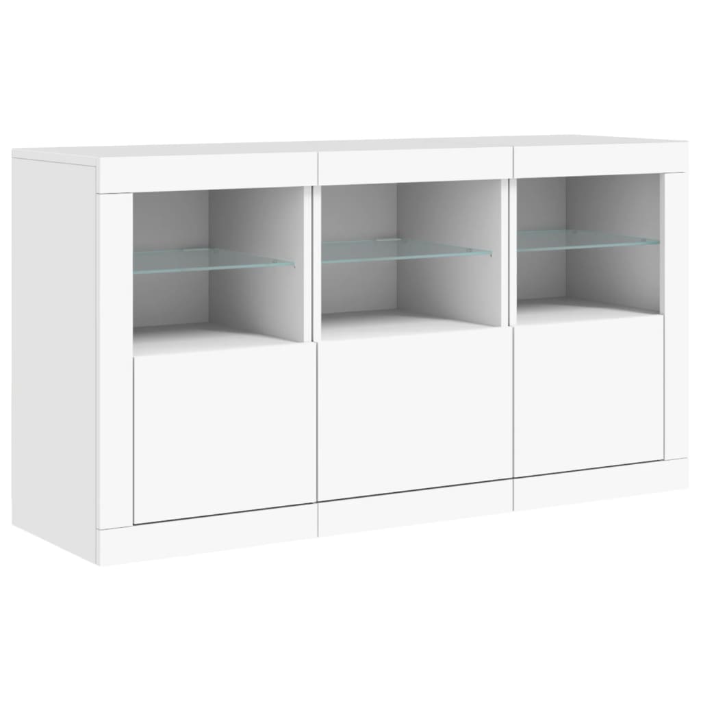 Credenza con Luci LED Bianca 123x37x67 cm - homemem39