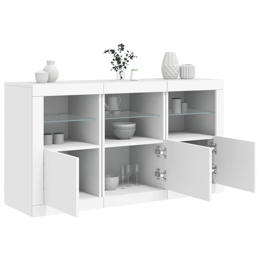 Credenza con Luci LED Bianca 123x37x67 cm - homemem39