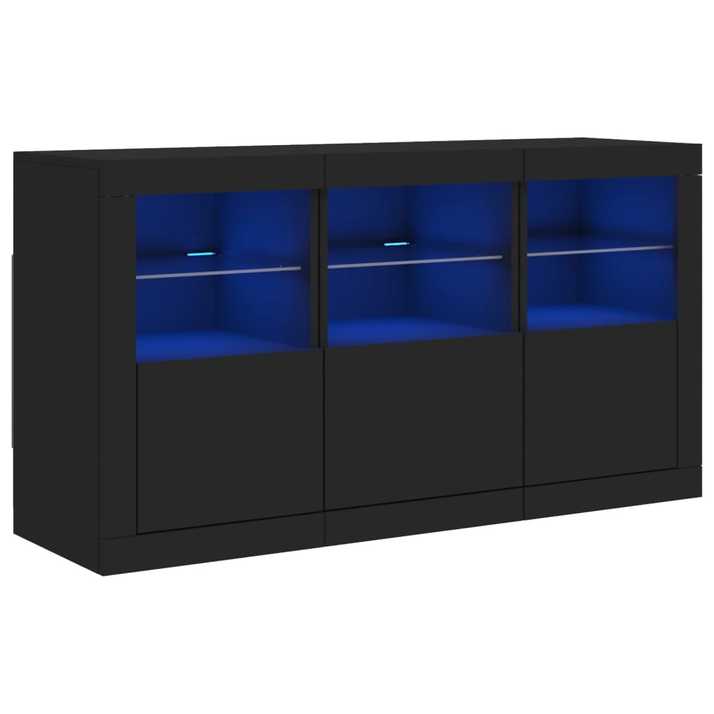 Credenza con Luci LED Nera 123x37x67 cm - homemem39