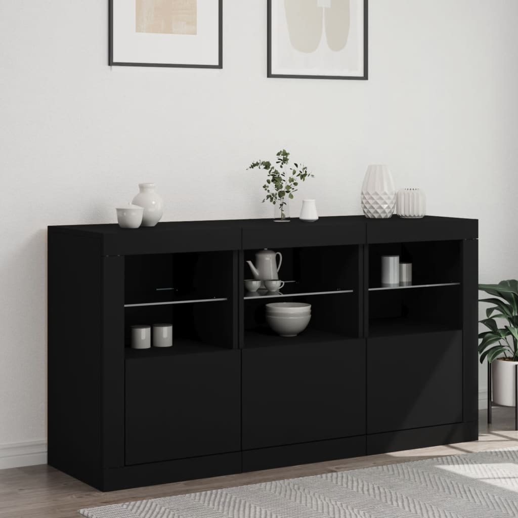 Credenza con Luci LED Nera 123x37x67 cm - homemem39