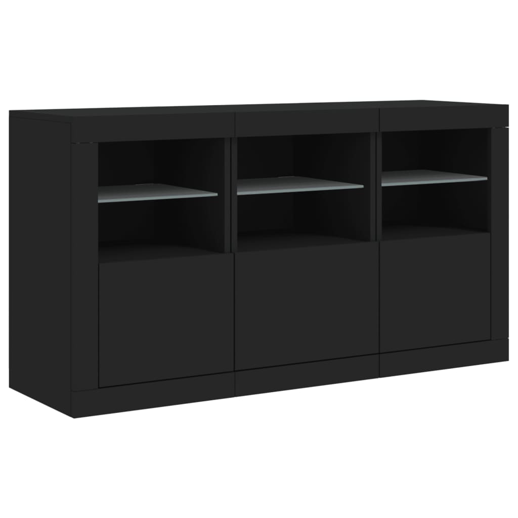 Credenza con Luci LED Nera 123x37x67 cm - homemem39