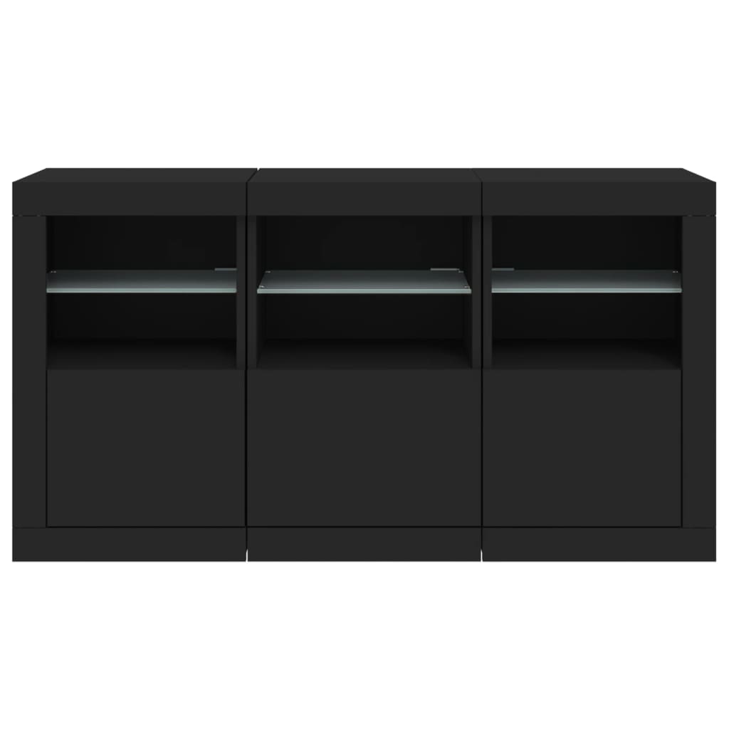 Credenza con Luci LED Nera 123x37x67 cm - homemem39