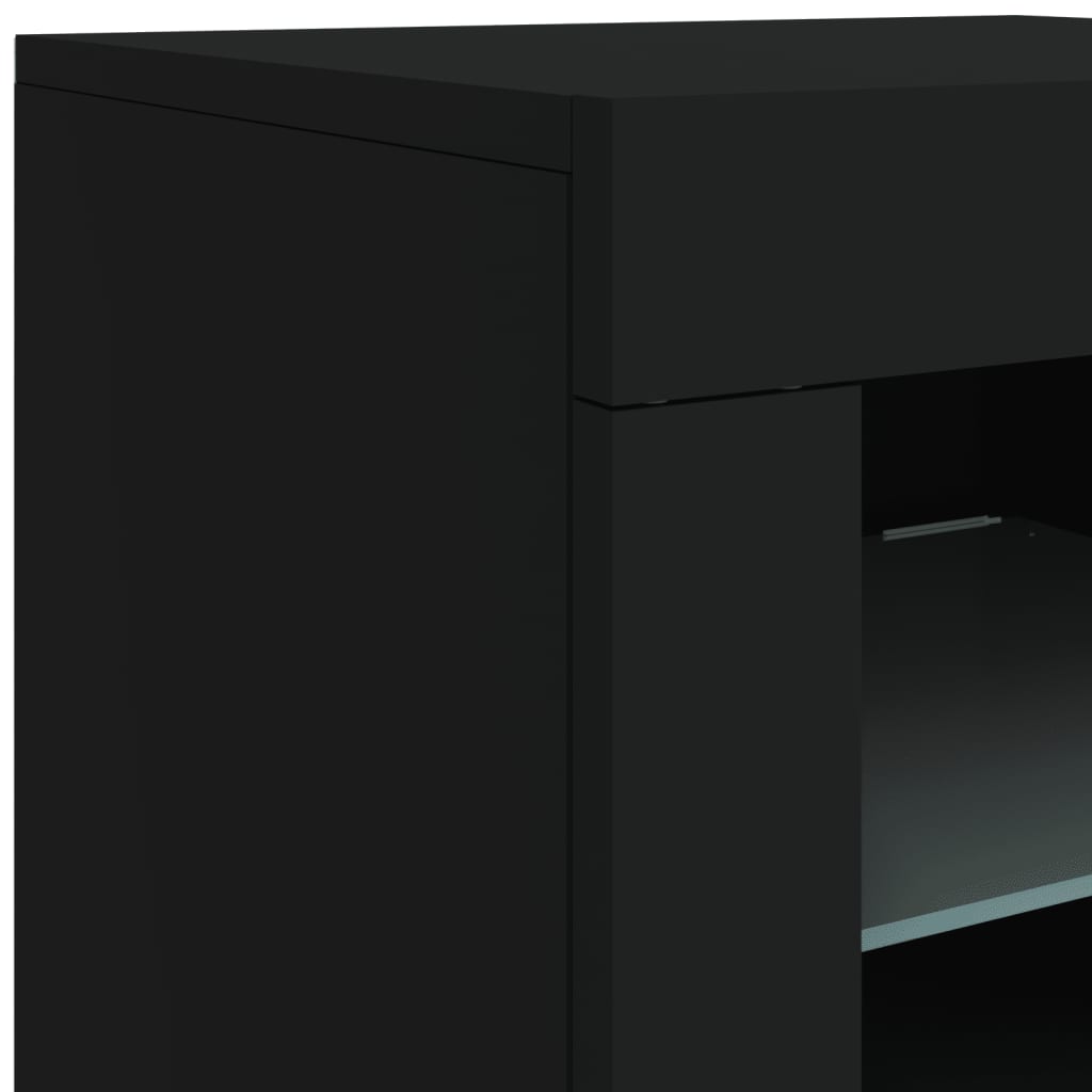 Credenza con Luci LED Nera 123x37x67 cm - homemem39