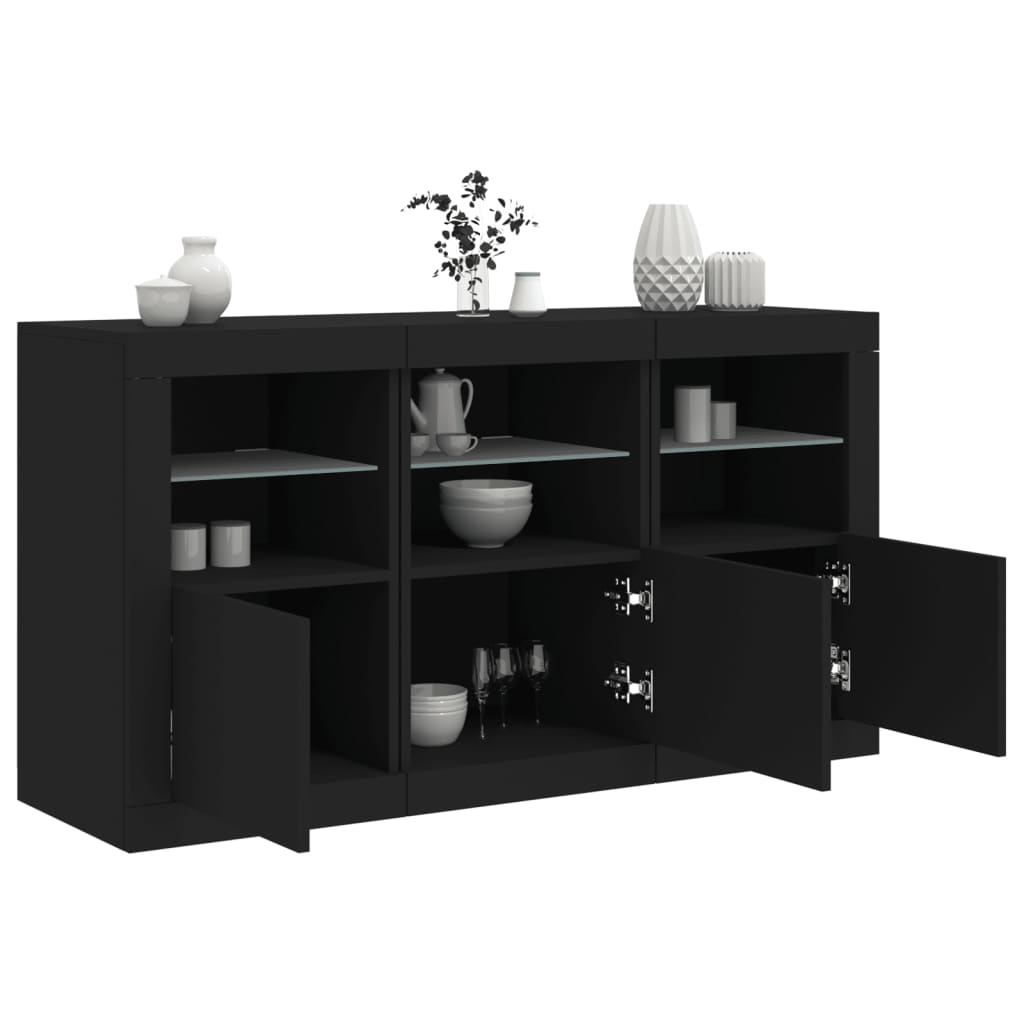 Credenza con Luci LED Nera 123x37x67 cm - homemem39