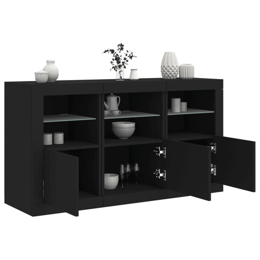 Credenza con Luci LED Nera 123x37x67 cm - homemem39