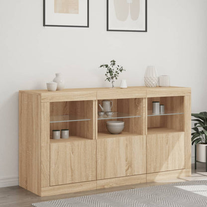 Credenza con Luci LED Rovere Sonoma 123x37x67 cm - homemem39