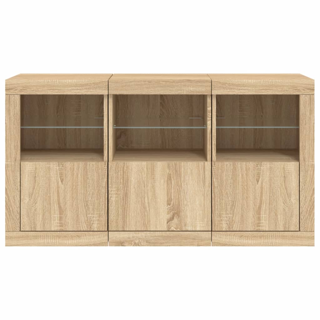 Credenza con Luci LED Rovere Sonoma 123x37x67 cm - homemem39
