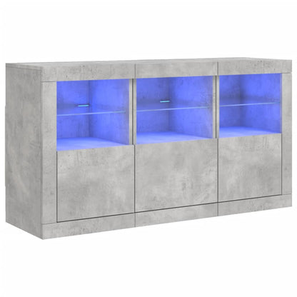 Credenza con Luci LED Grigio Cemento 123x37x67 cm