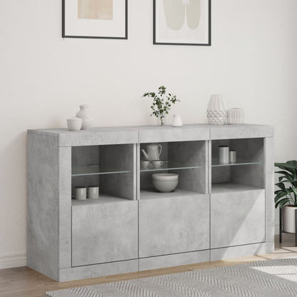 Credenza con Luci LED Grigio Cemento 123x37x67 cm - homemem39