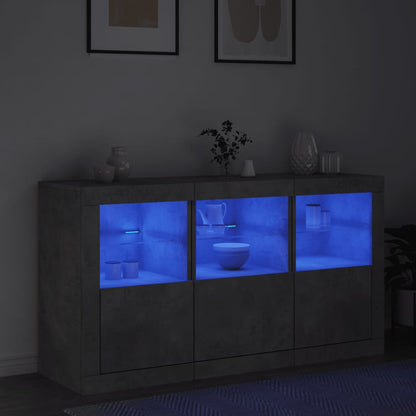 Credenza con Luci LED Grigio Cemento 123x37x67 cm - homemem39