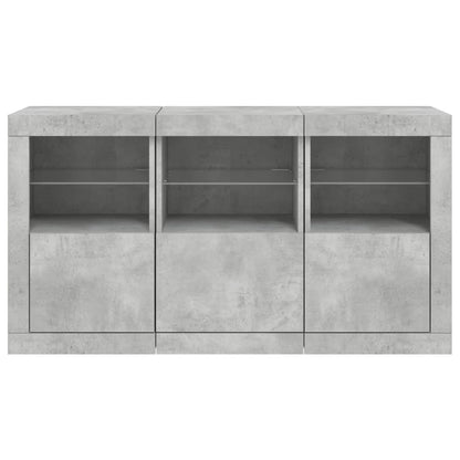 Credenza con Luci LED Grigio Cemento 123x37x67 cm