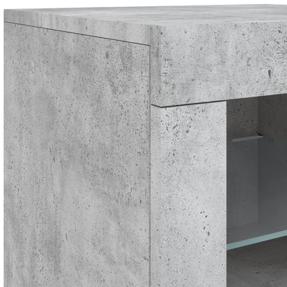 Credenza con Luci LED Grigio Cemento 123x37x67 cm