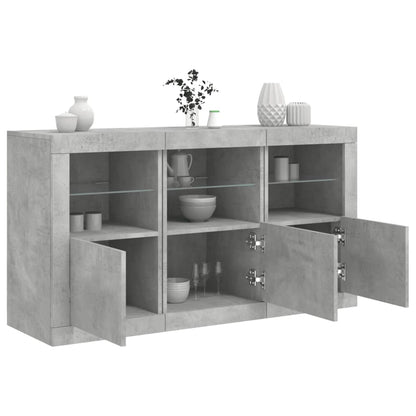 Credenza con Luci LED Grigio Cemento 123x37x67 cm - homemem39