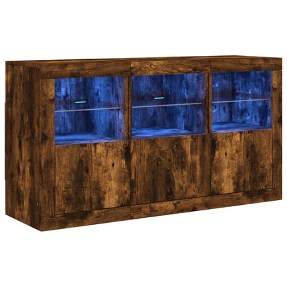 Credenza con Luci LED Rovere Fumo 123x37x67 cm
