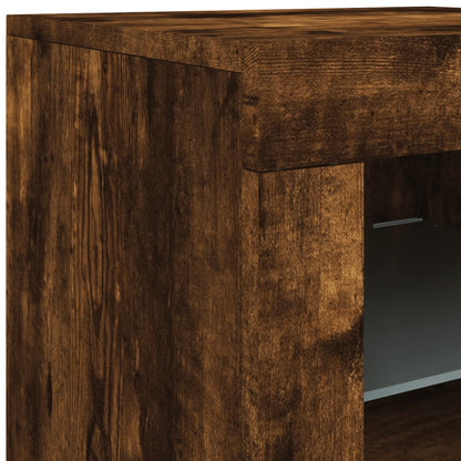 Credenza con Luci LED Rovere Fumo 123x37x67 cm