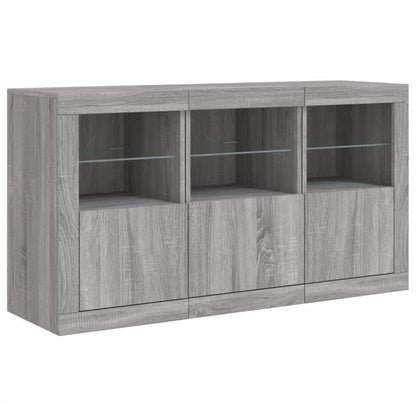 Credenza con Luci LED Grigio Sonoma 123x37x67 cm