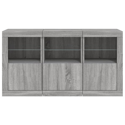 Credenza con Luci LED Grigio Sonoma 123x37x67 cm - homemem39