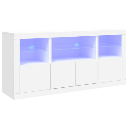 Credenza con Luci LED Bianca 142,5x37x67 cm - homemem39