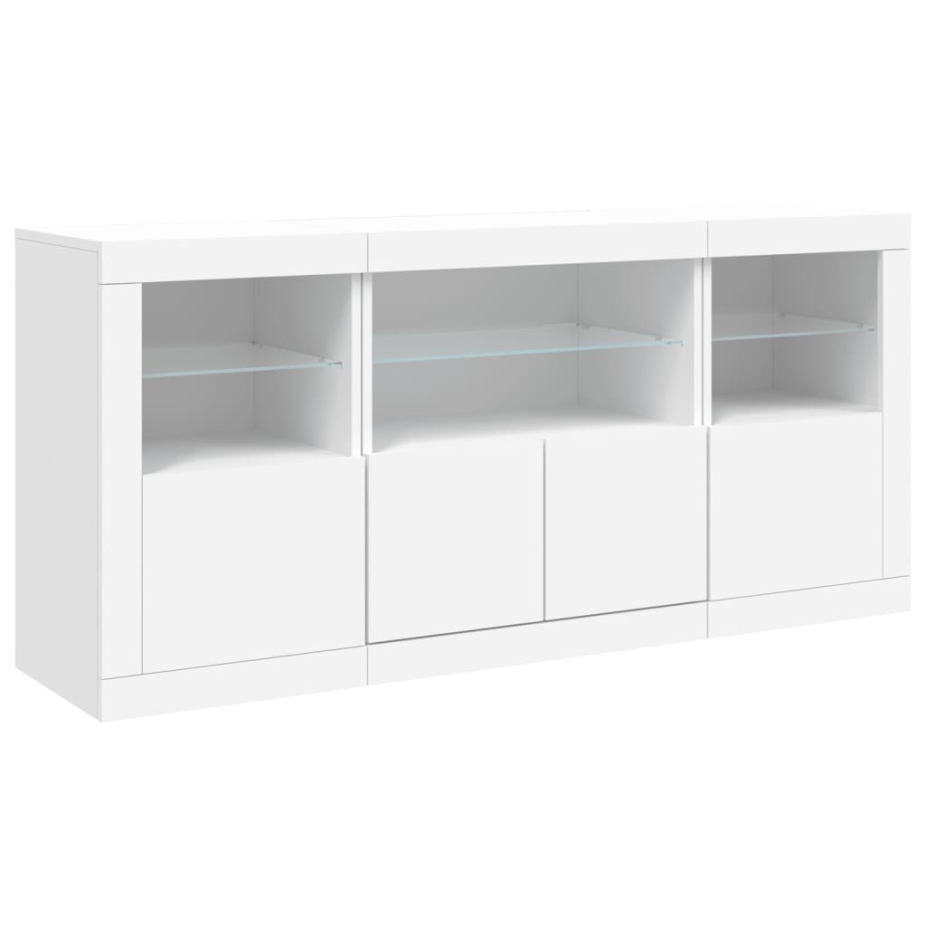Credenza con Luci LED Bianca 142,5x37x67 cm - homemem39
