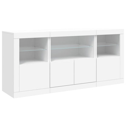 Credenza con Luci LED Bianca 142,5x37x67 cm - homemem39