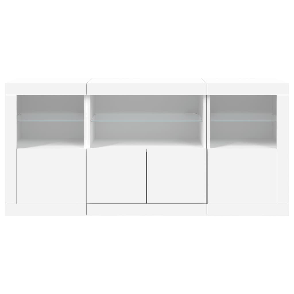 Credenza con Luci LED Bianca 142,5x37x67 cm - homemem39