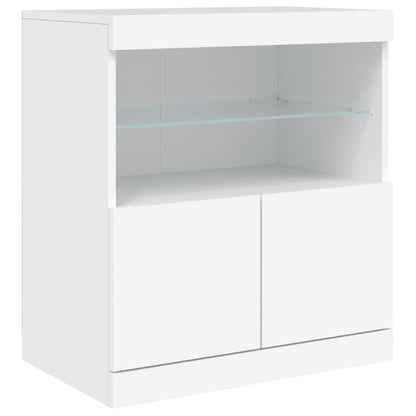 Credenza con Luci LED Bianca 142,5x37x67 cm - homemem39