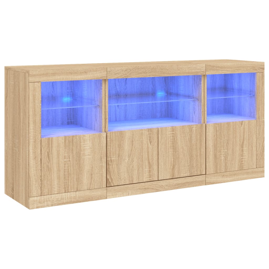 Credenza con Luci LED Rovere Sonoma 142,5x37x67 cm - homemem39