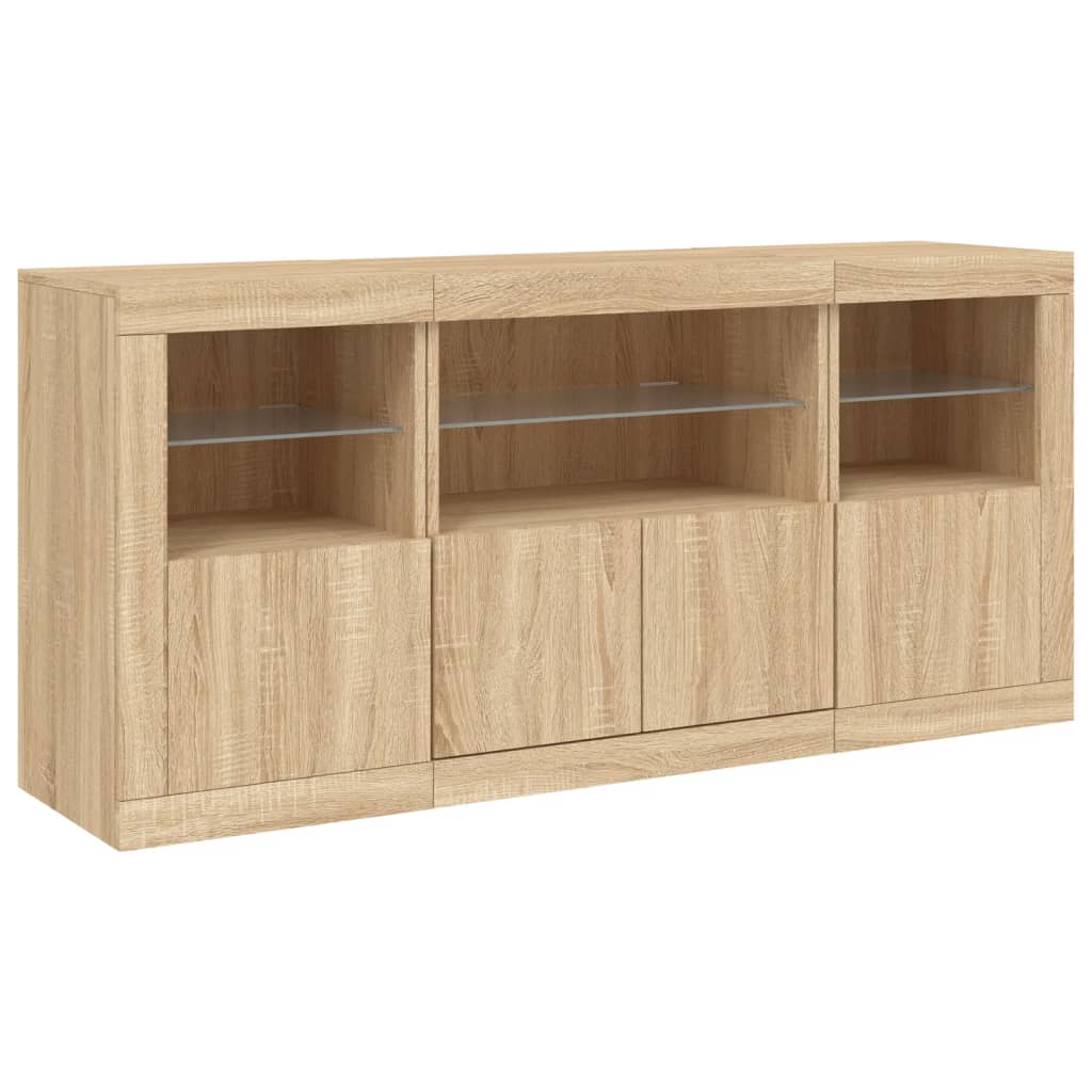 Credenza con Luci LED Rovere Sonoma 142,5x37x67 cm - homemem39