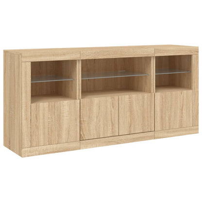 Credenza con Luci LED Rovere Sonoma 142,5x37x67 cm - homemem39