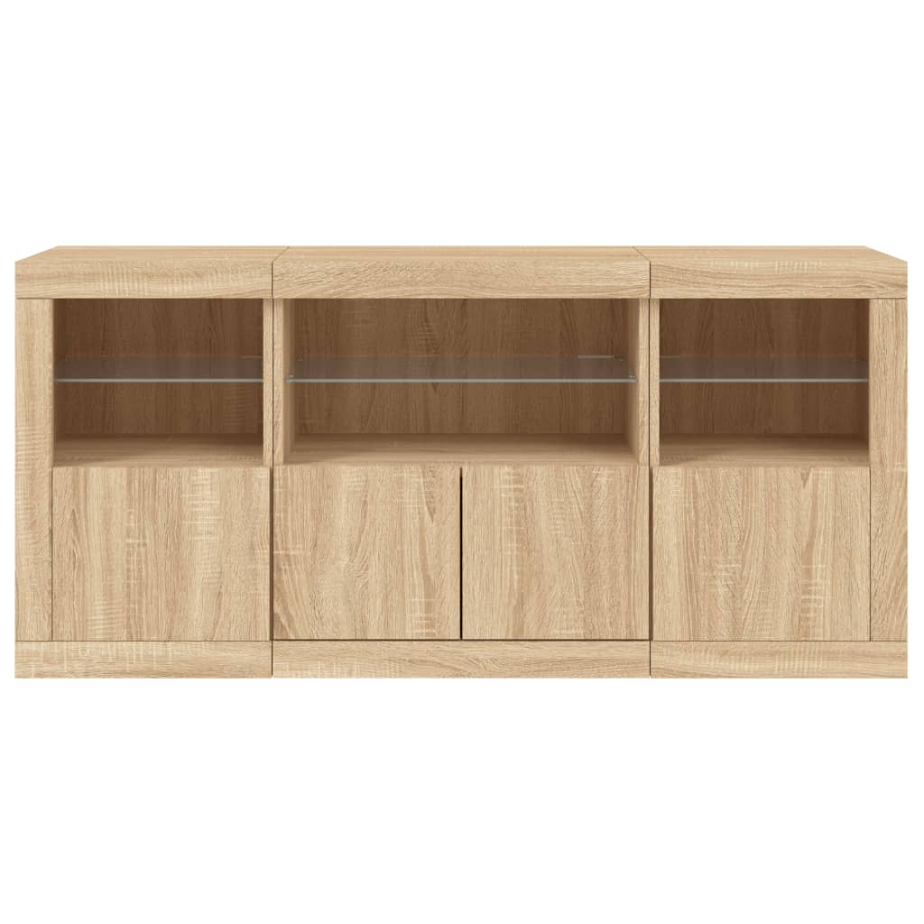 Credenza con Luci LED Rovere Sonoma 142,5x37x67 cm - homemem39