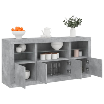 Credenza con Luci LED Grigio Cemento 142,5x37x67 cm - homemem39