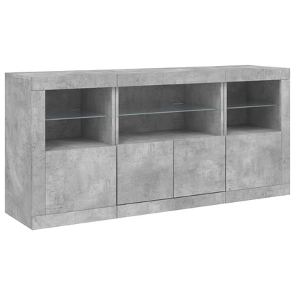 Credenza con Luci LED Grigio Cemento 142,5x37x67 cm