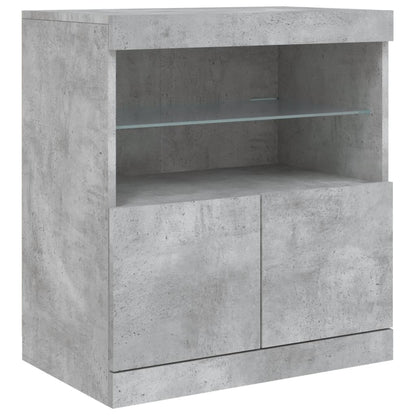 Credenza con Luci LED Grigio Cemento 142,5x37x67 cm - homemem39