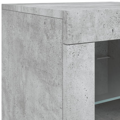 Credenza con Luci LED Grigio Cemento 142,5x37x67 cm