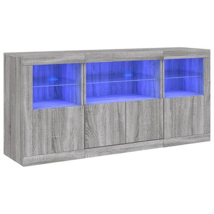 Credenza con Luci LED Grigio Sonoma 142,5x37x67 cm