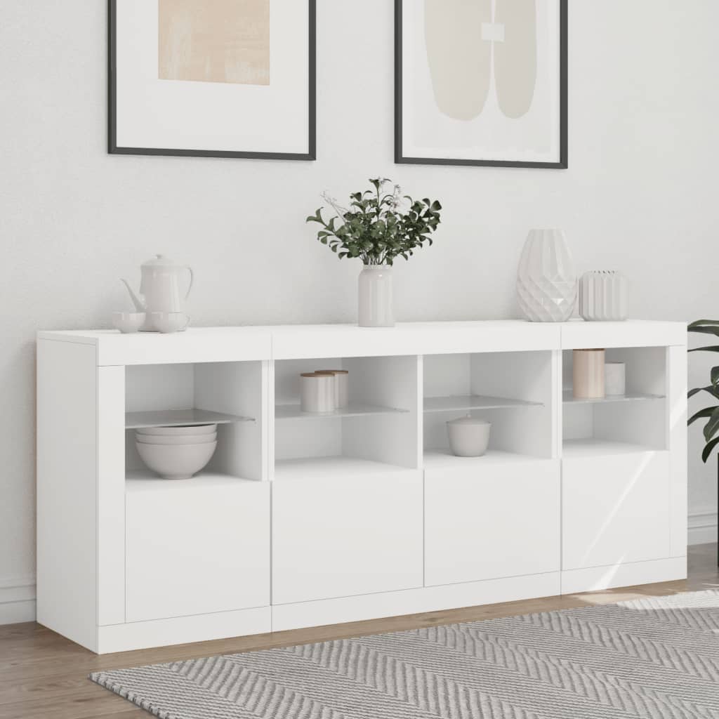 Credenza con Luci LED Bianca 163x37x67 cm - homemem39