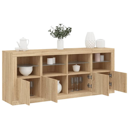 Credenza con Luci LED Rovere Sonoma 163x37x67 cm - homemem39