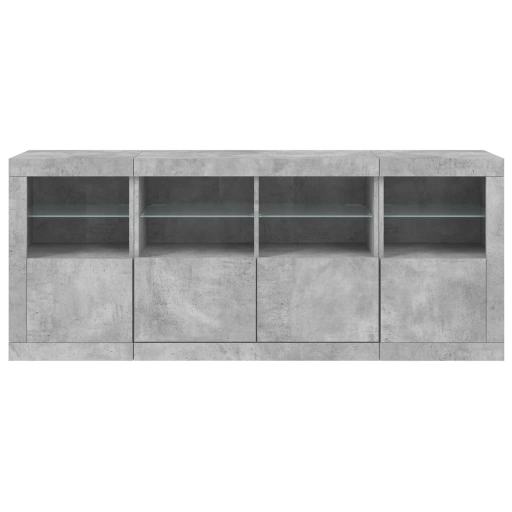 Credenza con Luci LED Grigio Cemento 163x37x67 cm - homemem39