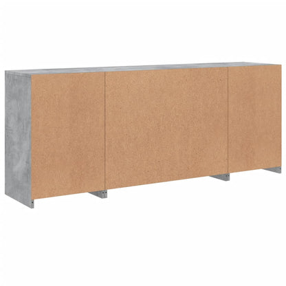 Credenza con Luci LED Grigio Cemento 163x37x67 cm