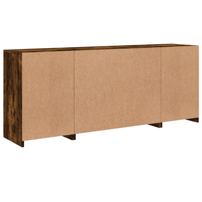 Credenza con Luci LED Rovere Fumo 163x37x67 cm