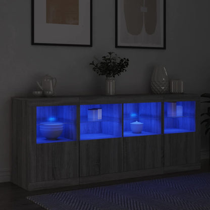 Credenza con Luci LED Grigio Sonoma 163x37x67 cm