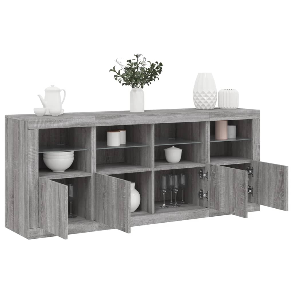 Credenza con Luci LED Grigio Sonoma 163x37x67 cm - homemem39